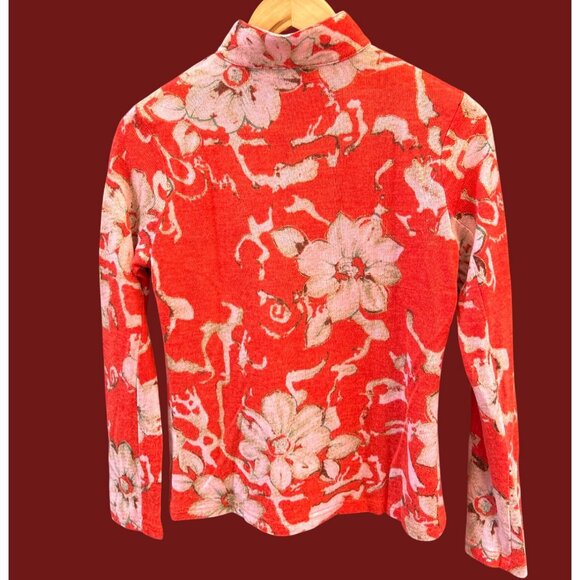 Jean Pierre Klifa Floral Quarter Zip Pullover Tropical Resort Wear Top Small - Picture 3 of 5